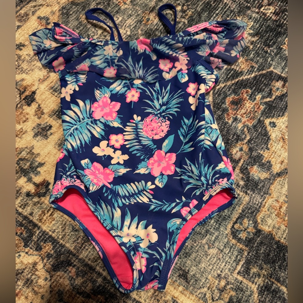 2/$10- Limited Too Pink and Blue Tropical Swimsuit